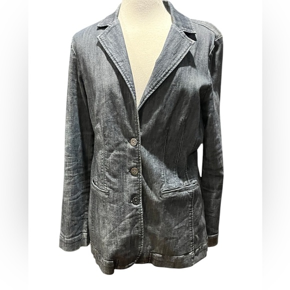 From Nine West Jeans denim 3 button front blazer - Picture 5 of 12